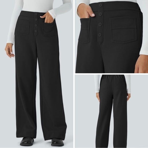 HALARA Pants - 2 Pair of NWT HALARA Black Straight Leg Pants Size M and M Tall Pockets comfy